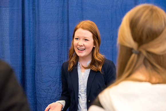 BYU-Idaho students attend the career fair. At the fair, students can find potential jobs and internships for their prospective majors.