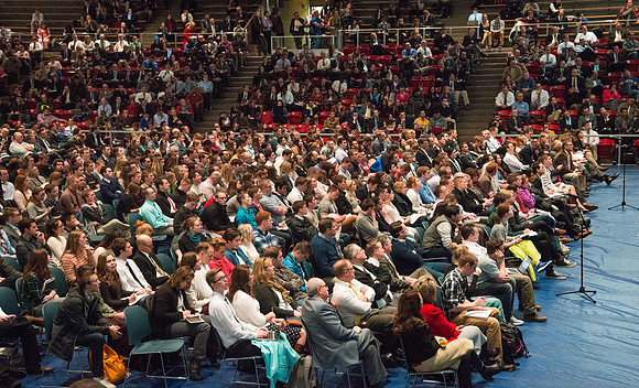Clayton Christensen a Professor of Business Administration at the Harvard Business, speaks at the BYU-Idaho Forum.