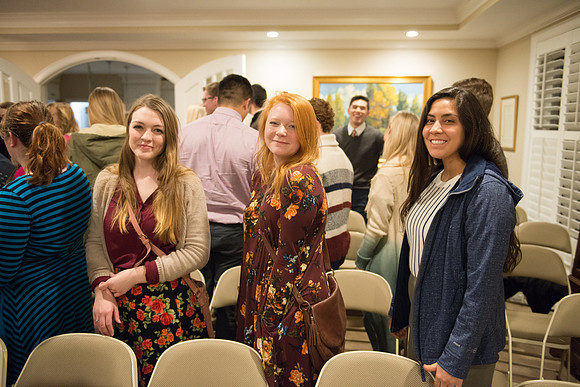 President and Sister Gilbert open their home to campus wards for Family Home Evening almost every Monday night. Rexburg YSA 20th Ward gets their turn to learn from the Gilbert's.