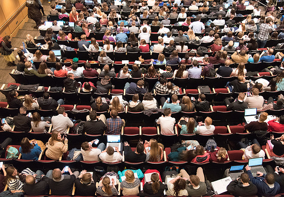 Students gather together for Devotional in the I-Center.