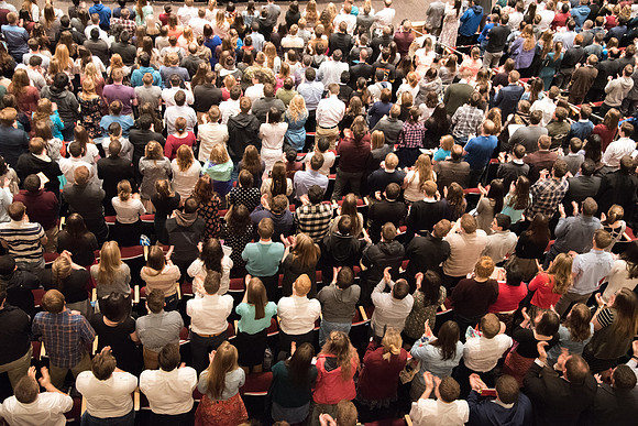 Students gather together for Devotional in the I-Center.