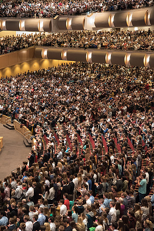 Students gather together for Devotional in the I-Center.