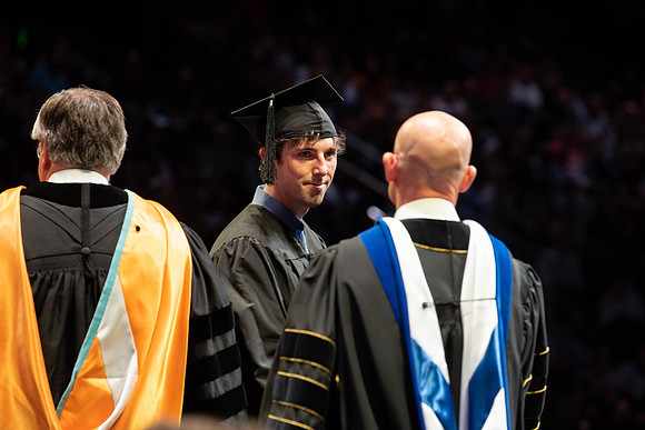 Students graduate from College of Physical Sciences and Engineering. Convocation held in the Hart Building Auditorium.