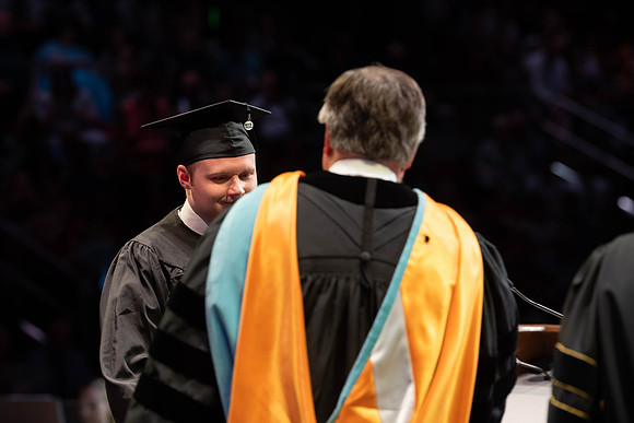 Students graduate from College of Physical Sciences and Engineering. Convocation held in the Hart Building Auditorium.