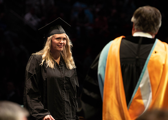 Students graduate from College of Physical Sciences and Engineering. Convocation held in the Hart Building Auditorium.