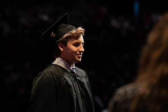 Students graduate from College of Physical Sciences and Engineering. Convocation held in the Hart Building Auditorium.