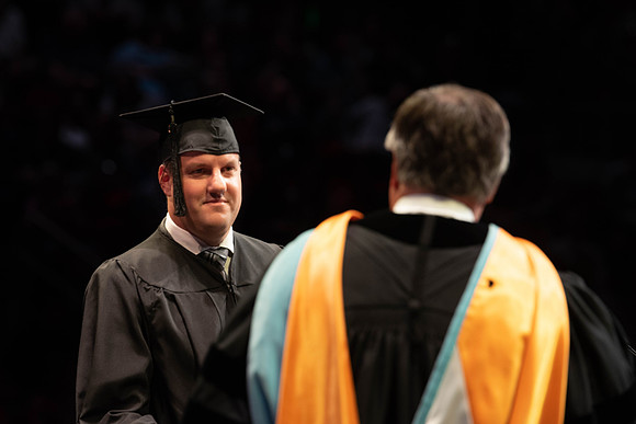 Students graduate from College of Physical Sciences and Engineering. Convocation held in the Hart Building Auditorium.