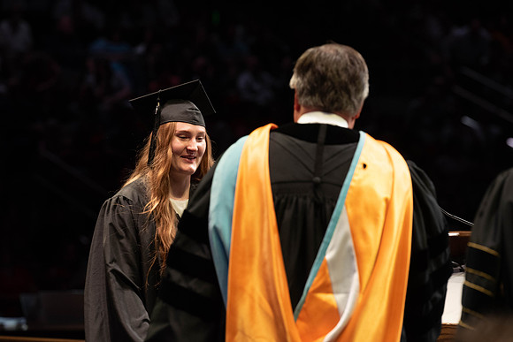 Students graduate from College of Physical Sciences and Engineering. Convocation held in the Hart Building Auditorium.