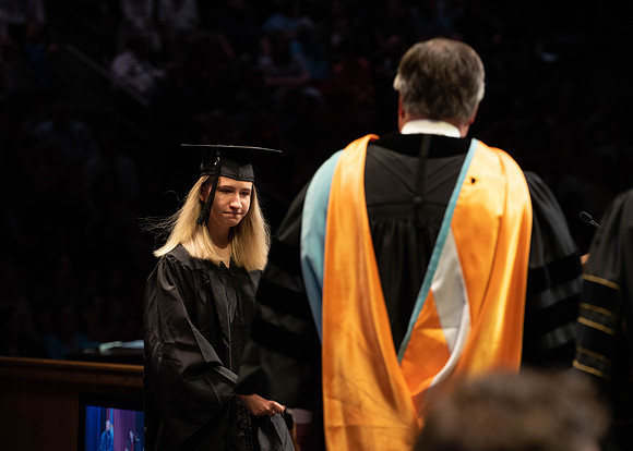 Students graduate from College of Physical Sciences and Engineering. Convocation held in the Hart Building Auditorium.