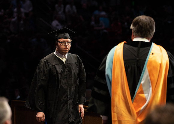 Students graduate from College of Physical Sciences and Engineering. Convocation held in the Hart Building Auditorium.