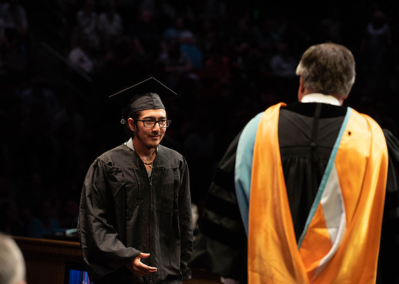 Students graduate from College of Physical Sciences and Engineering. Convocation held in the Hart Building Auditorium.