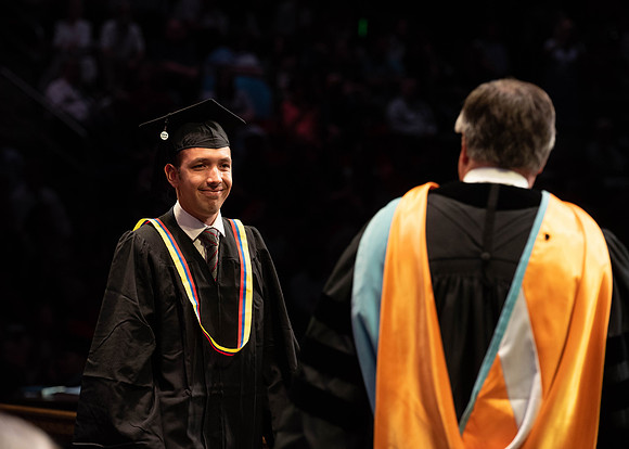 Students graduate from College of Physical Sciences and Engineering. Convocation held in the Hart Building Auditorium.