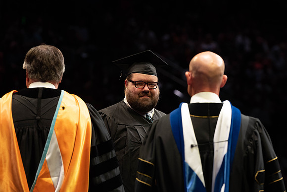 Students graduate from College of Physical Sciences and Engineering. Convocation held in the Hart Building Auditorium.