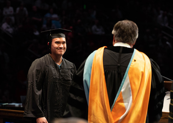 Students graduate from College of Physical Sciences and Engineering. Convocation held in the Hart Building Auditorium.