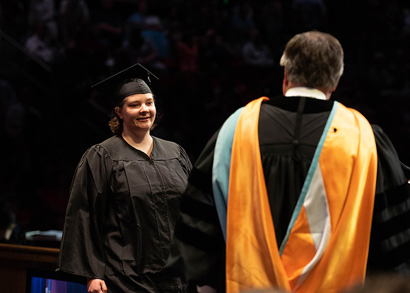 Students graduate from College of Physical Sciences and Engineering. Convocation held in the Hart Building Auditorium.