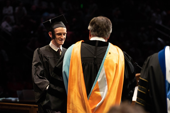 Students graduate from College of Physical Sciences and Engineering. Convocation held in the Hart Building Auditorium.
