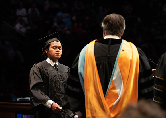 Students graduate from College of Physical Sciences and Engineering. Convocation held in the Hart Building Auditorium.