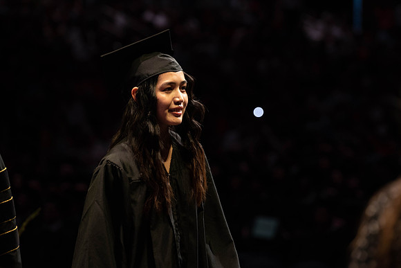Students graduate from College of Physical Sciences and Engineering. Convocation held in the Hart Building Auditorium.