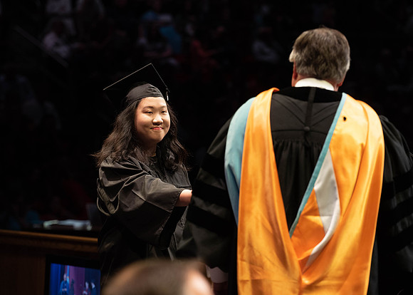 Students graduate from College of Physical Sciences and Engineering. Convocation held in the Hart Building Auditorium.