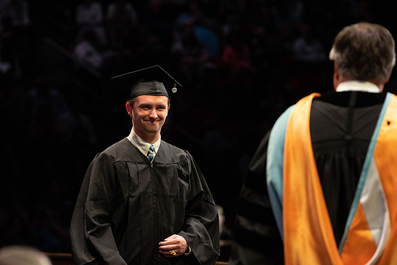 Students graduate from College of Physical Sciences and Engineering. Convocation held in the Hart Building Auditorium.