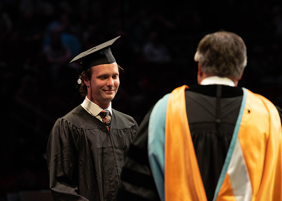 Students graduate from College of Physical Sciences and Engineering. Convocation held in the Hart Building Auditorium.