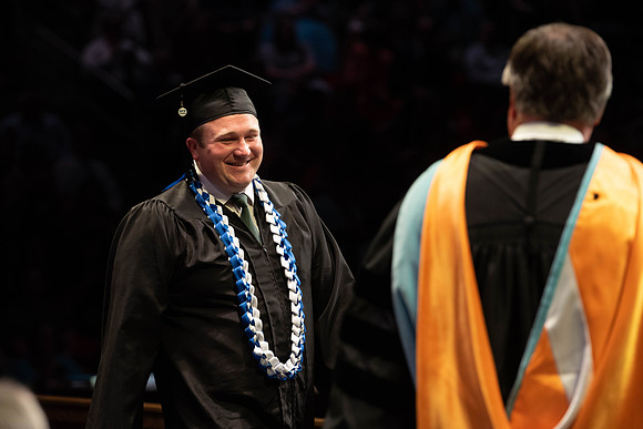 Students graduate from College of Physical Sciences and Engineering. Convocation held in the Hart Building Auditorium.