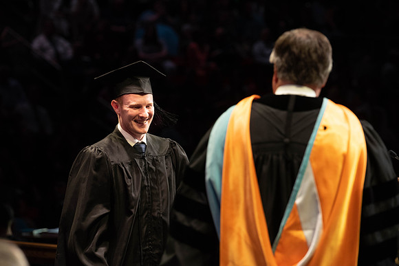 Students graduate from College of Physical Sciences and Engineering. Convocation held in the Hart Building Auditorium.