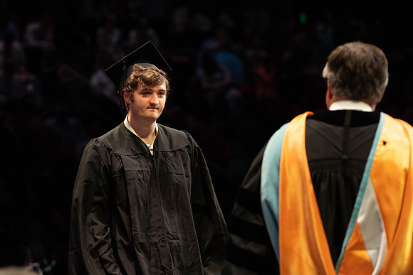 Students graduate from College of Physical Sciences and Engineering. Convocation held in the Hart Building Auditorium.