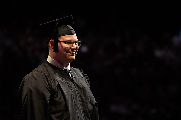 Students graduate from College of Physical Sciences and Engineering. Convocation held in the Hart Building Auditorium.