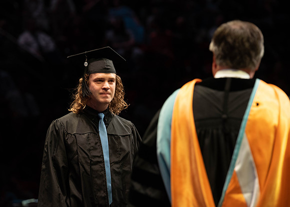 Students graduate from College of Physical Sciences and Engineering. Convocation held in the Hart Building Auditorium.