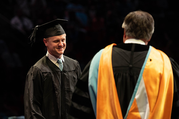 Students graduate from College of Physical Sciences and Engineering. Convocation held in the Hart Building Auditorium.