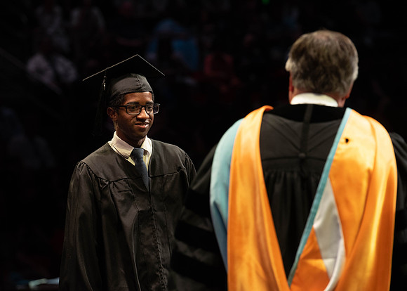 Students graduate from College of Physical Sciences and Engineering. Convocation held in the Hart Building Auditorium.