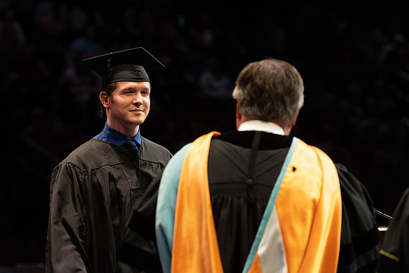 Students graduate from College of Physical Sciences and Engineering. Convocation held in the Hart Building Auditorium.