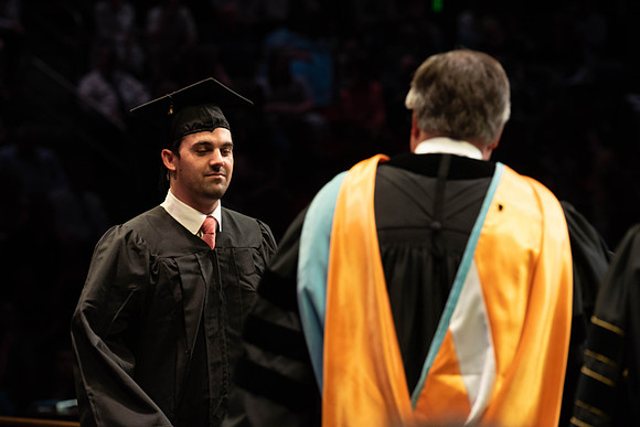Students graduate from College of Physical Sciences and Engineering. Convocation held in the Hart Building Auditorium.