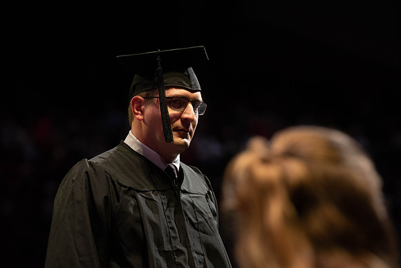 Students graduate from College of Physical Sciences and Engineering. Convocation held in the Hart Building Auditorium.
