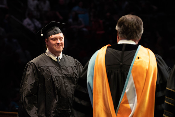 Students graduate from College of Physical Sciences and Engineering. Convocation held in the Hart Building Auditorium.