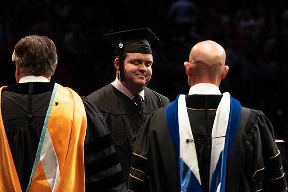 Students graduate from College of Physical Sciences and Engineering. Convocation held in the Hart Building Auditorium.