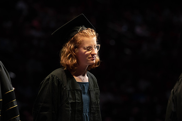 Students graduate from College of Physical Sciences and Engineering. Convocation held in the Hart Building Auditorium.