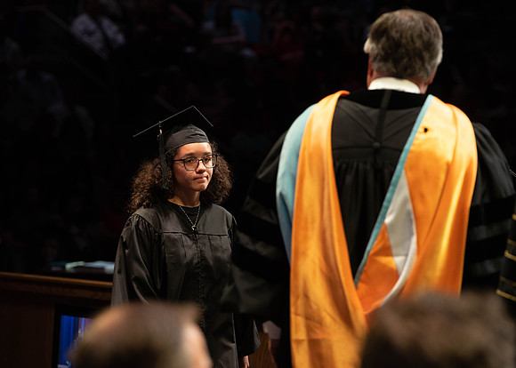 Students graduate from College of Physical Sciences and Engineering. Convocation held in the Hart Building Auditorium.