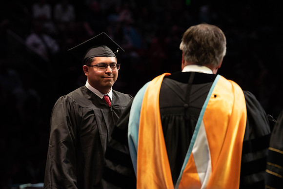 Students graduate from College of Physical Sciences and Engineering. Convocation held in the Hart Building Auditorium.