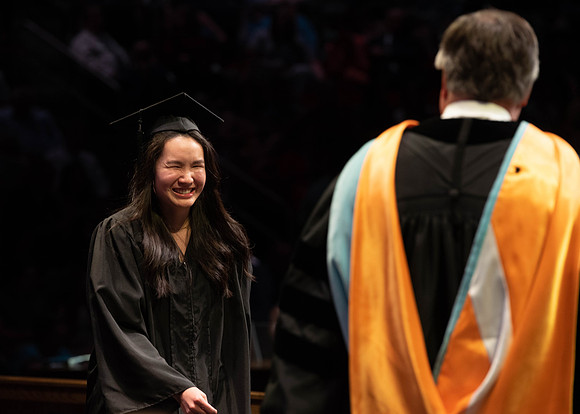 Students graduate from College of Physical Sciences and Engineering. Convocation held in the Hart Building Auditorium.