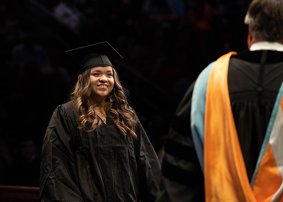 Students graduate from College of Physical Sciences and Engineering. Convocation held in the Hart Building Auditorium.