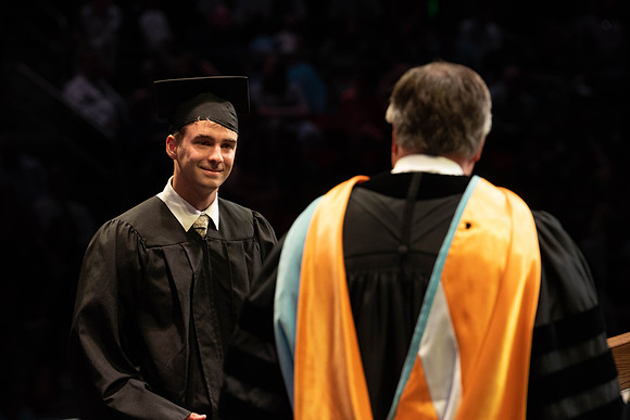 Students graduate from College of Physical Sciences and Engineering. Convocation held in the Hart Building Auditorium.