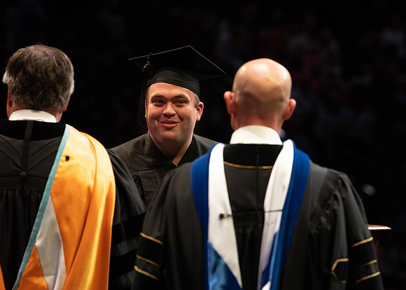 Students graduate from College of Physical Sciences and Engineering. Convocation held in the Hart Building Auditorium.
