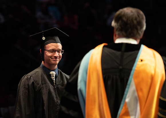 Students graduate from College of Physical Sciences and Engineering. Convocation held in the Hart Building Auditorium.