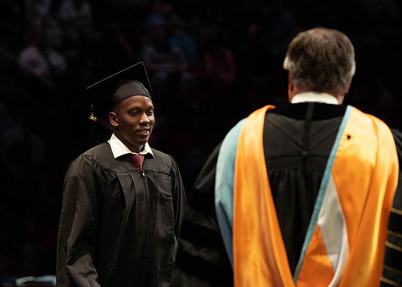 Students graduate from College of Physical Sciences and Engineering. Convocation held in the Hart Building Auditorium.