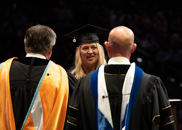 Students graduate from College of Physical Sciences and Engineering. Convocation held in the Hart Building Auditorium.