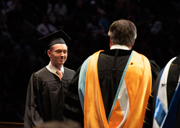 Students graduate from College of Physical Sciences and Engineering. Convocation held in the Hart Building Auditorium.