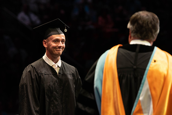 Students graduate from College of Physical Sciences and Engineering. Convocation held in the Hart Building Auditorium.