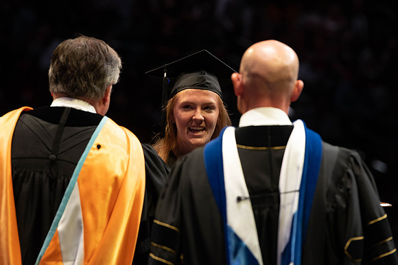 Students graduate from College of Physical Sciences and Engineering. Convocation held in the Hart Building Auditorium.